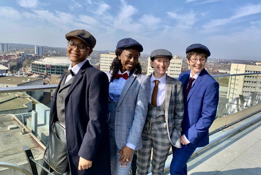 Guests will be greeted by city staff helping with this year's Commonwealth Games. These lovely ladies are dressed in famous Peaky Blinders gear