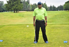 Long time Apex Invitational Golf Tournament participant and committee member Wayne Talbot on the first tee box at the Truro Golf Club. This year’s tournament takes place Aug. 5 and 6. Richard MacKenzie