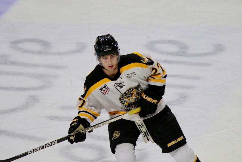 Ryan Greene of Paradise is poised to be chosen in the early rounds of the NHL entry draft July 7 and 8 in Montreal. The 18-year-old centre from the USHL’s Green Bay Gamblers begins his NCAA Division I career at Boston University this coming season. GREEN BAY GAMBLERS
