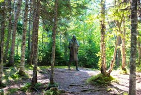 Gerald Squires’ statue "The Spirit of the Beothuk" stands among the trees overlooking the place where the Beothuks lived hundreds of years ago in Boyd’s Cove,