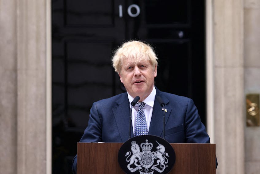 British Prime Minister Boris Johnson makes a statement at Downing Street in London on Thursday, July 7, 2022. - Henry Nicolls / Reuters