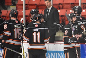 Nick MacNeil is shown coaching the Cape Breton West Islanders during the 2018-19 Nova Scotia Under-18 Major Hockey League season. MacNeil was named the Cape Breton Eagles new assistant coach for the 2022-23 season. JEREMY FRASER • CAPE BRETON POST.