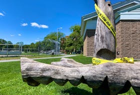 July 7, 2022--Police tape is all that remains after two crime events at the Halifax Common Wedneday evening. 
ERIC WYNNE/Chronicle Herald