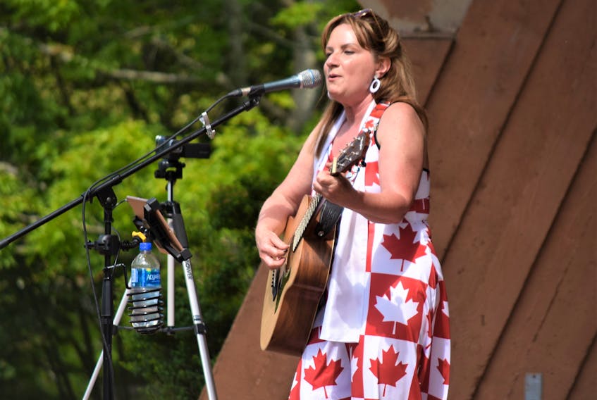 Jackie Putnam performing at the bandshell in Victoria Park on Canada Day, in the ideal attire. Richard MacKenzie