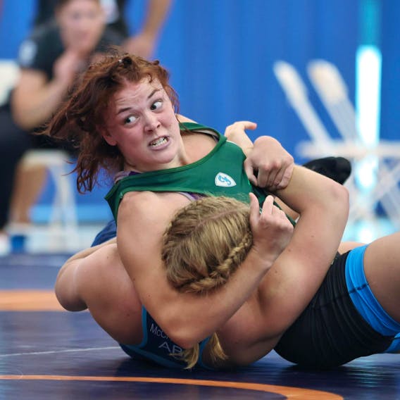Team P.E.I.’s Vanessa Keefe competes in wrestling at the Canada Summer Games Aug. 9 in the Niagara region of Ontario. Team P.E.I. • Special to The Guardian
