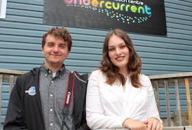 From left, Daniel Amaral, a youth worker at the Undercurrent Youth Centre, and volunteer Bree Steele attended a funding announcement at the centre in Glace Bay on Thursday. The federal and provincial governments, along with New Dawn Enterprises and the Undercurrent Youth Centre, held a public event to announce more than $14.8 million in joint funding to build a 26,000-square-foot a multi-use facility for youth, families and seniors. Chris Connors/Cape Breton Post