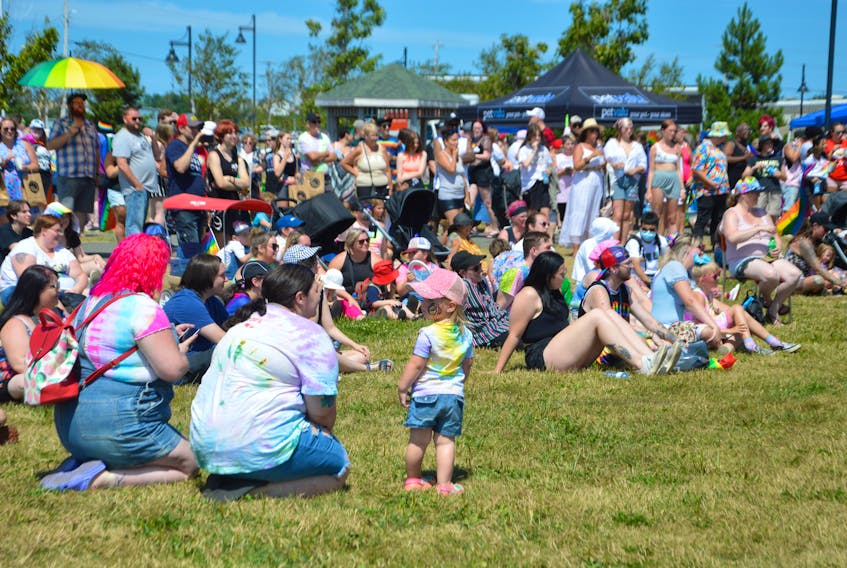 At least 200 people attended the Pride Party in the Park and Rainbow Market which ran until 4 p.m. after the Pride parade last Saturday. NICOLE SULLIVAN / CAPE BRETON POST