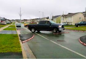 Road-narrowing pads were used in this traffic-calming pilot project in St. John's a few years ago. The city is reviewing and updating its traffic-calming policy. TELEGRAM FILE PHOTO