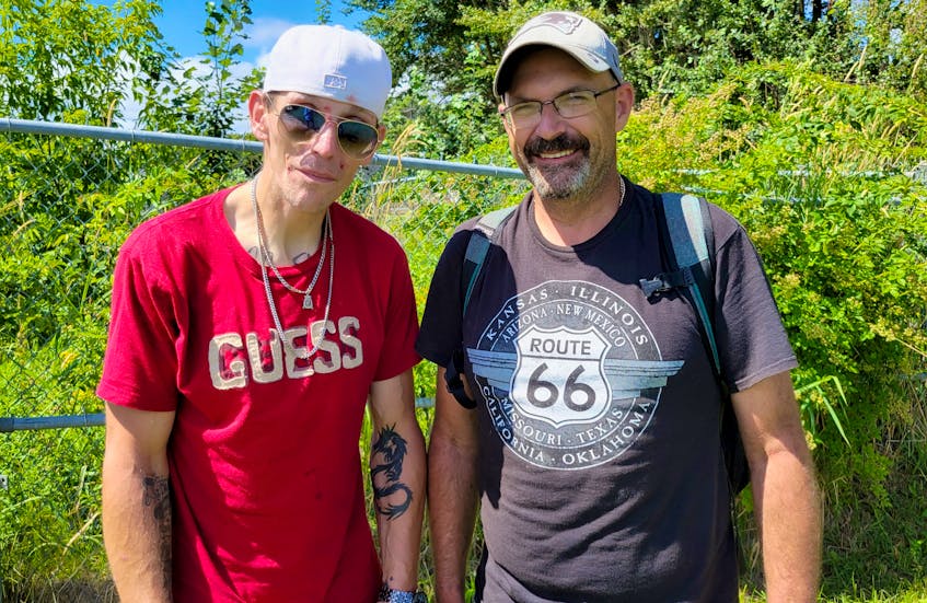 Robbie Bryenton, left, and Brian Buote, Charlottetown residents who are living in tents, say the main thing they need is affordable shelter. - Logan MacLean • The Guardian