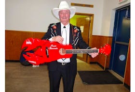 Fraser Newcombe will play his unique lobster guitar during Sunday Night Shenanigans at the York Community Centre on Aug. 14. Contributed