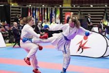 Flatrock teen Emily Reglar (right) is headed to Mexico City for the 2022 Junior Pan American Karate Championships later this month where she will represent Canada. — Contributed photo