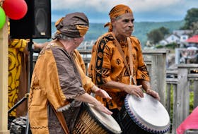 Patrick and Joanna Jarvis performed numerous drumming selections, much to the delight of those who assembled for an Emancipation Day event in Digby on Aug. 11. TINA COMEAU PHOTO