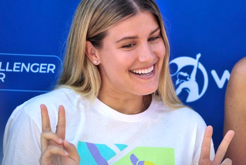 Eugenie Bouchard during a press event in West Vancouver on August 15, 2022.
