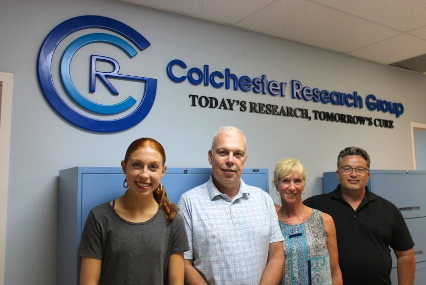 Members of the Colchester Research Group team include: summer student Marika Schenkels, registered nurse John MacLeod, Dr. Linda and Dr. Murdo Ferguson.