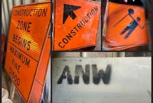 New-Wes-Valley RCMP are investigating the theft of ANW Construction's signs in the town between Aug. 8 and Aug. 12.  Contributed