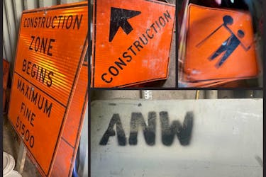 New-Wes-Valley RCMP are investigating the theft of ANW Construction's signs in the town between Aug. 8 and Aug. 12.  Contributed