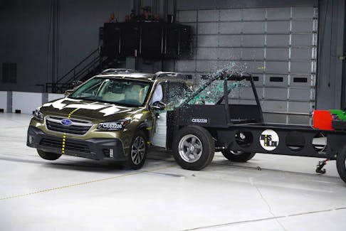 The Subaru Outback was the only sedan-wagon to achieve the Good rating in the Insurance Institute for Highway Safety’s updated side crash test. Insurance Institute for Highway Safety photo