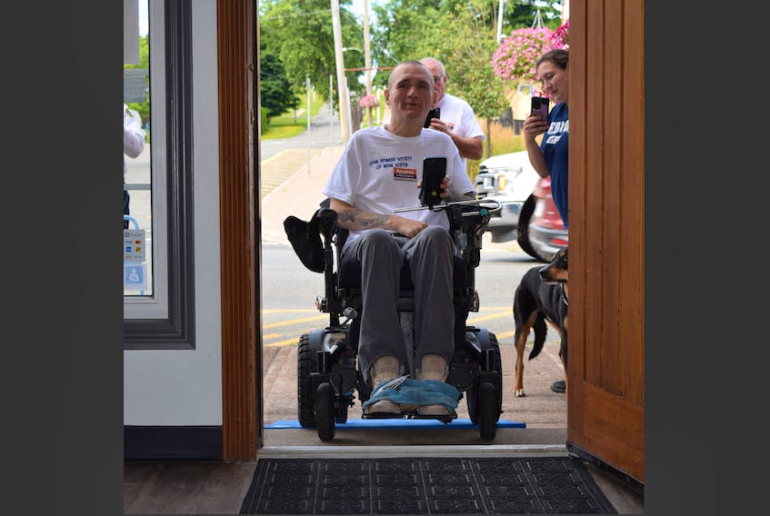 “It’s nice to be included and be able to go into restaurants,” Nova Ramp-up project manager Alex LeBlanc said before trying the new accessibility ramp into Curious Crows Coffee House.