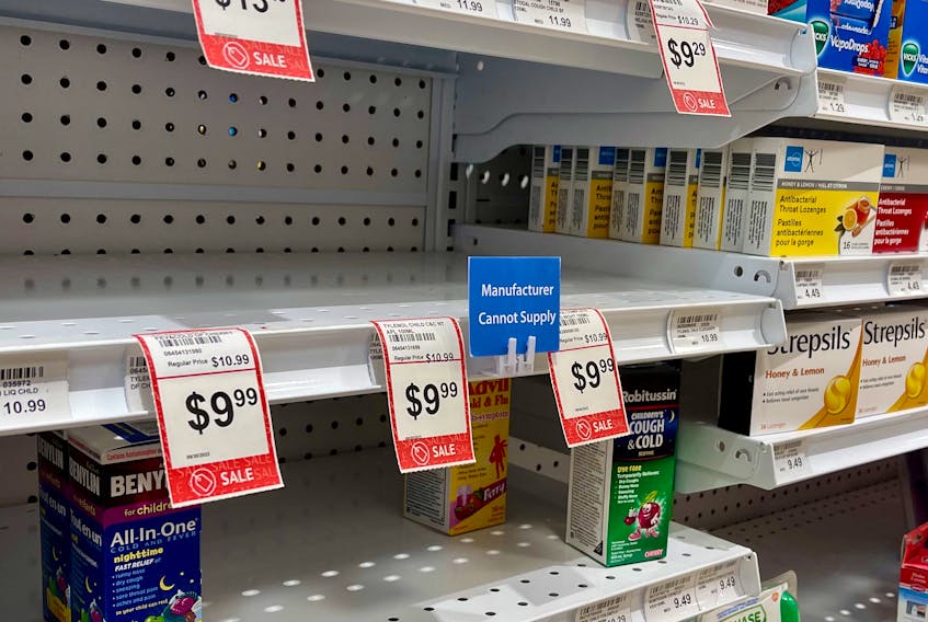 A nationwide shortage of some children's Tylenol fever and pain medication is making it difficult not only for some parents to find, but for some pharmacies to keep it on the shelves, such as at this Murphy's Pharmacy in Charlottetown. Cody McEachern • The Guardian.