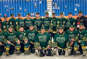 Members of the Cape Breton Stars 55+ women's hockey team are shown from this past September after placing second out of six teams in the province at the 2021 Nova Scotia 55+ Games held in Yarmouth. The Stars will be one of two teams representing the province at the Canada 55+ Games Aug. 23-26 in Kamloops, B.C. Eight teams are registered in the national competition for this age division and the Stars team has been practising twice a week out of the Membertou Sport and Wellness Centre in preparation for the event. Shown in the front row, from left: Anita MacNeil, Jeannie Rahey, Wendy Kowalczyk, Deb Potter, Wendy Andrea, Sandy Young, Mary Lou Andrea and Vickie MacKenzie. In the back row, from left: Larry Andrea, Monica MacKenzie, Wanda Capstick, Linda Quinn (unable to attend the event), Paula MacRae, Anne Marie Pasternak, Cynthia Boutilier, Sue Boone, Bernadette Romeo, Anne Billard, John Ritter and Daryl Baxendale. CONTRIBUTED