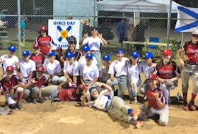 Members of the New Waterford Dodgers pose for a photo with the Tri-County Rangers following a game in Halifax this summer. The Dodgers and Rangers will be among six teams competing in the under-14 girls' provincial championship tournament this weekend in New Waterford. SUBMITTED/MELISSA CORBETT