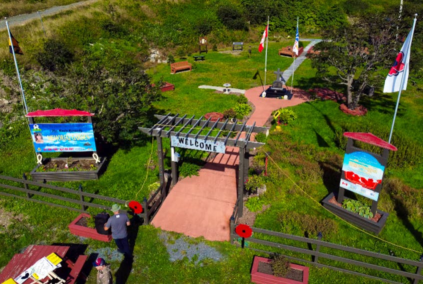 An aerial view of the Pte. Kevin Kennedy Memorial Garden in St. Vincent's-St. Stephen's-Peter's River.
