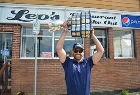 St. John’s native Travis Crickard made sure to stop at Leo’s Restaurant and Take-Out in St. John’s on Tuesday with the Memorial Cup. Crickard was an assistant coach with the Saint John Sea Dogs team that won the 2022 Memorial Cup earlier this summer. Nicholas Mercer/The Telegram