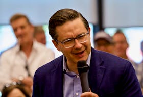 Pierre Poilievre, an Ottawa-area MP and candidate for the federal Conservative party, speaks to supporters in Dartmouth on Saturday, Aug. 20, 2022. - John McPhee