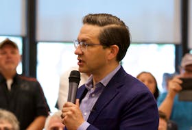 Pierre Poilievre, an Ottawa-are MP and candidate for the federal Conservative party, speaks to supporters in Dartmouth on Saturday, Aug. 20, 2022. - John McPhee