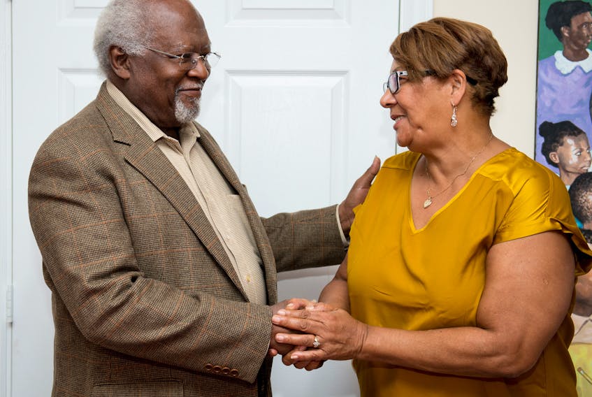 Theresa Brewster of Glace Bay meets Dr. Julius Garvey, son of Marcus Garvey, the founder of the United Negro Improvement Association (UNIA) at the 100th anniversary of the Glace Bay UNIA in August 2016. CONTRIBUTED/GLACE BAY UNIA