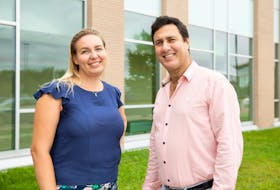 Olena Kudenko, left, is one of three new community navigators with Nova Scotia Health, and Dr. Alix Chamlat will join Colchester East Hants Health Centre as a health support aide as he works toward becoming a licensed, practising physician.