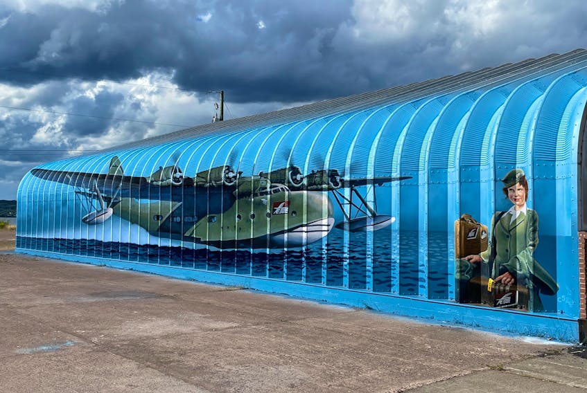 A new ‘anamorphic’ mural was recently painted by Winnipeg artist Charlie Johnston on Botwood’s Flying Boat Museum. It highlights the history and luxury of the giant airplanes known as flying boats. DON WELLS