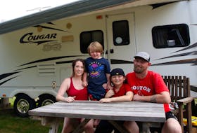 FOR RANKIN STORY:
The Durling family have been seeking somewhwre to live for several months and have been stating in hotels and where they can....they are seen outide the camper they were living in at a camgrpound near Granville Ferry, NS Wednesday Augsut 24, 2022. They have to give up the trailer this Friday. From left they are Andrea, Abel, Elijah and Matthew Durling.PLEASE NOTE THEY ALSO HAVE A 15 yr OLD DAUGHTER THAT DIDNT WANT TO BE INVOLVED IN STORY. 

TIM KROCHAK PHOTO