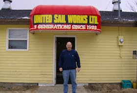 Milton Spracklin Jr., third-generation owner of United Sail Works LTD., stands in front of its St. John’s office. PHOTO CREDIT: Contributed
