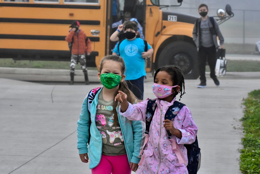 Students wearing masks arrive at Yarmouth Elementary School in Yarmouth, N.S. on Sept. 8, 2020 for the first day of the school year. — SaltWire Network file photo