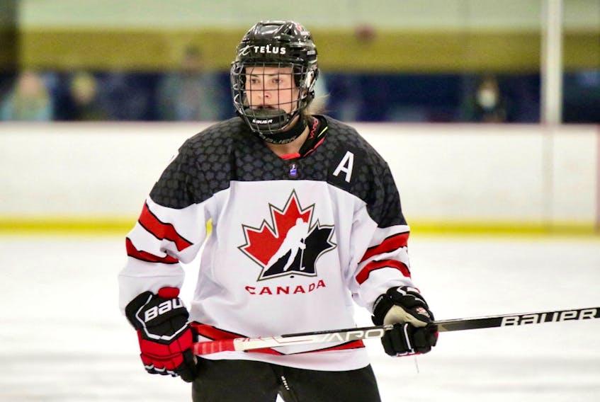 Sarah MacEachern of Canoe Cove is taking part in the Hockey Canada national women’s program selection camp this week in Calgary, Alta. MacEachern helped Team Canada win a gold medal at the world under-18 female hockey championship in June. Photo courtesy of Sarah MacEachern