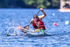Ben Brown competes in the VL1 men’s 200 metre at the International Canoe Federation (ICF) Canoe Sprint and Paracanoe World Championships Aug. 3 at Lake Banook in Dartmouth.Canoe Kayak Canada • Canoephotography.com