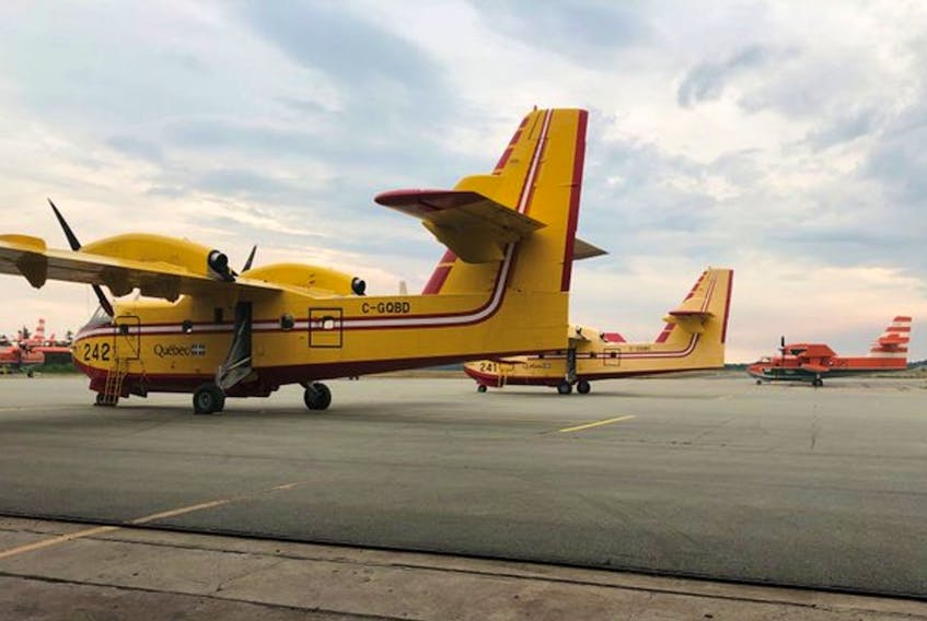The province's department of Fisheries, Forestry and Agriculture announced in a Tweet Sunday night, Aug. 7, 2022, that two more air tankers and another seven personnel arrived from Quebec to join efforts to help fight the forest fires in central Newfoundland.