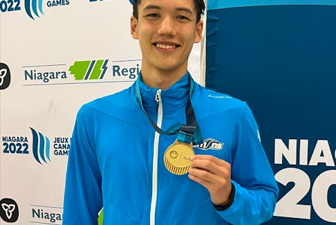 Halifax swimmer Keilen Bellis, 17, claimed Nova Scotia's first gold medal at the Canada Games when he finished first in the 50-metre breaststroke on Monday. - TEAM NOVA SCOTIA