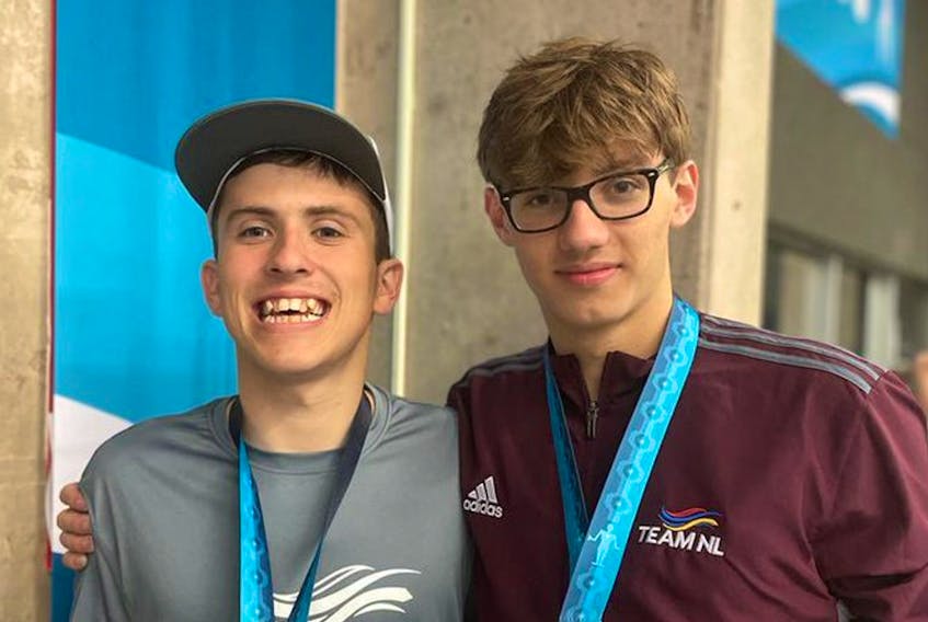 Newfoundland and Labrador swimmers Thomas Pelley (left) and Chris Weeks each brought home silver medals at the 2022 Canada Summer Games in Niagara on Monday. Mount Pearl Marlins photo/Twitter