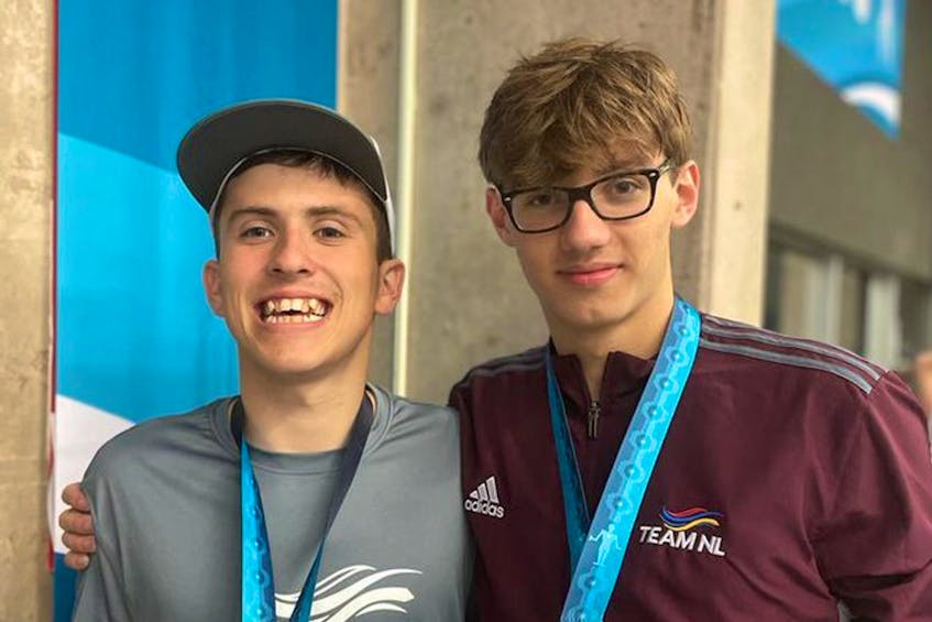 Newfoundland and Labrador swimmers Thomas Pelley (left) and Chris Weeks each brought home silver medals at the 2022 Canada Summer Games in Niagara on Monday. Mount Pearl Marlins photo/Twitter