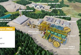 Marathon Gold will begin construction of the Valentine Lake mine production facility near Buchans later this year. Source: Marathon Gold. https://marathon-gold.com/site/uploads/2022/07/Marathon-Gold-Update-August-2022.pdf