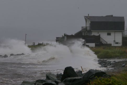 Waves hit the shore in Eastern Pasage, NS during an approaching Hurricane Dorian, on the Halifax waterfront Saturday September 7, 2019.

TIM KROCHAK/ The Chronicle Herald