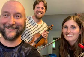 Colin Jeffrey, left, Mark Douglas and Claudie MacKula of Lovely Nelly will entertain with some Celtic tunes on the Katherine Hughes Memorial Hall stage on Friday, Sept. 16. Contributed