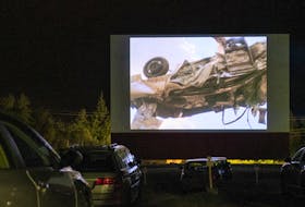 A photo from the first Lumière at the Drive-In in 2020, which was done as a COVID-19 health protection measures. On the screen is 'Regal Unlimited' by Kevin Jerome Everson. CONTRIBUTED