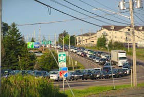 Traffic is shown backed up on Capital Drive in the west end of Charlottetown in this photograph taken on the morning of Sept. 12. Carolyn Drake • The Guardian
