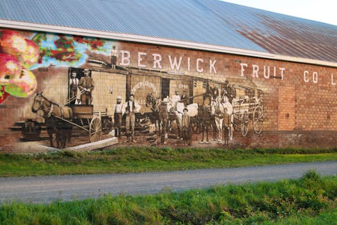 AV-07092022-Berwick-Mural.JPGTrackside Studios’ Dan Burt, right, and Donnie Fraser work on a mural at the former Berwick Fruit Company Ltd. building on Sept. 7.Jason MalloyAV-10092022-Berwick-Mural.JPG ()The Berwick Mural Society’s latest addition was recently completed near Mill Street.Jason Malloy