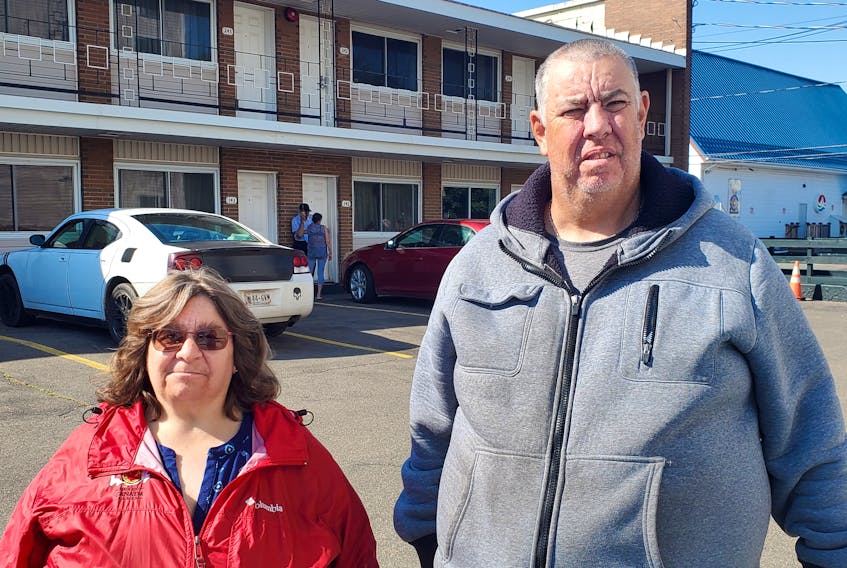Nearly 60 people who have been living long-term at the Causeway Bay Hotel in Summerside, P.E.I., including Cheryl MacLean, left, and Robert Wall, were handed eviction notices on Aug. 30. After a public outcry about their situation, their landlord informed them their eviction letters had been rescinded as of Sept. 15. Colin MacLean • SaltWire Network