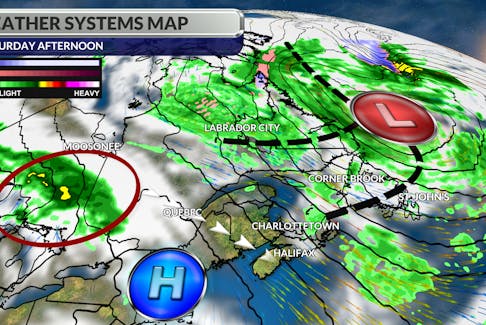 Low-pressure off Newfoundland and developing energy to our west will keep unsettled weather in the weekend forecast