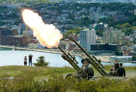 One of 21 shots is fired during a 21-gun salute at the Queen’s Battery on Signal Hill Monday afternoon, Sept. 19. following a commemorative service celebrating the life of Her Majesty, Queen Elizabeth II at the Anglican Cathedral of St. John the Baptist in St. John’s.
Keith Gosse/The Telegram